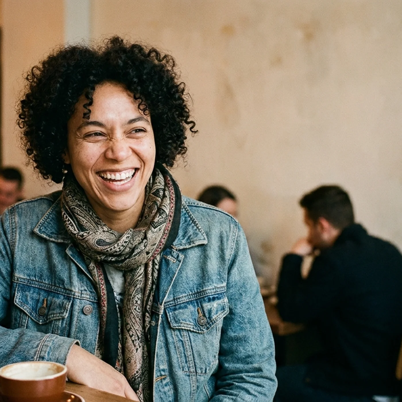 A Source in conversation at a café